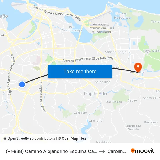(Pr-838) Camino Alejandrino Esquina Calle San Jose to Carolina, PR map