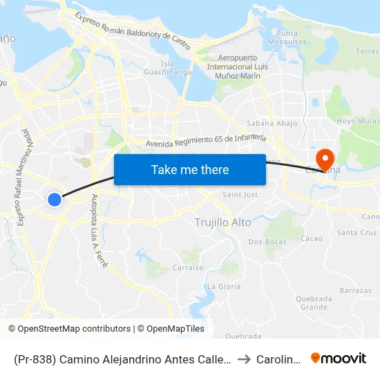(Pr-838) Camino Alejandrino Antes Calle Maria Teresa to Carolina, PR map
