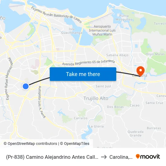 (Pr-838) Camino Alejandrino Antes Calle Nogal to Carolina, PR map