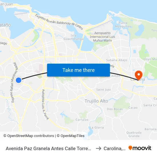 Avenida Paz Granela Antes Calle Torres Cintrón to Carolina, PR map