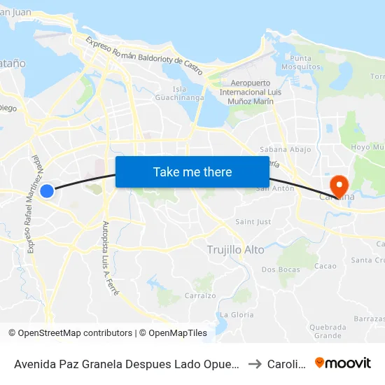 Avenida Paz Granela Despues Lado Opuesto Calle Estevan Padilla to Carolina, PR map