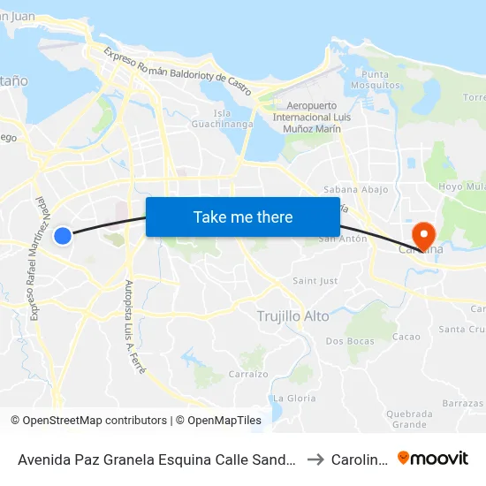 Avenida Paz Granela Esquina Calle Sandalio Enrique León to Carolina, PR map