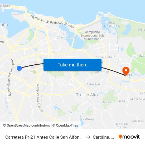 Carretera Pr-21 Antes Calle San Alfonso to Carolina, PR map