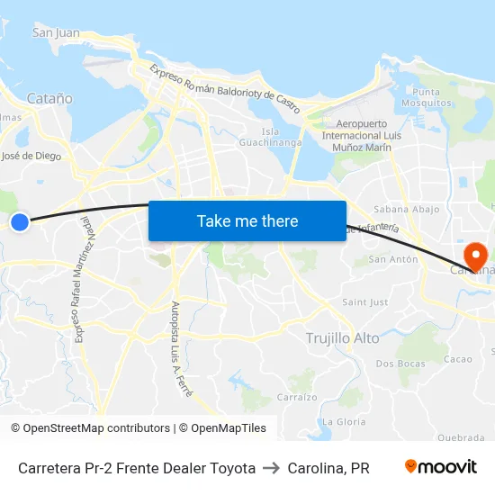 Carretera Pr-2 Frente Dealer Toyota to Carolina, PR map