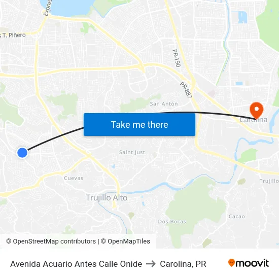 Avenida Acuario Antes Calle Onide to Carolina, PR map