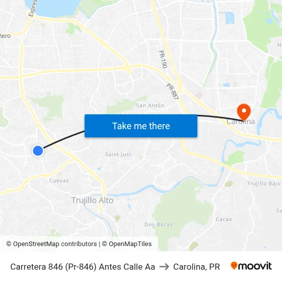 Carretera 846 (Pr-846) Antes Calle Aa to Carolina, PR map