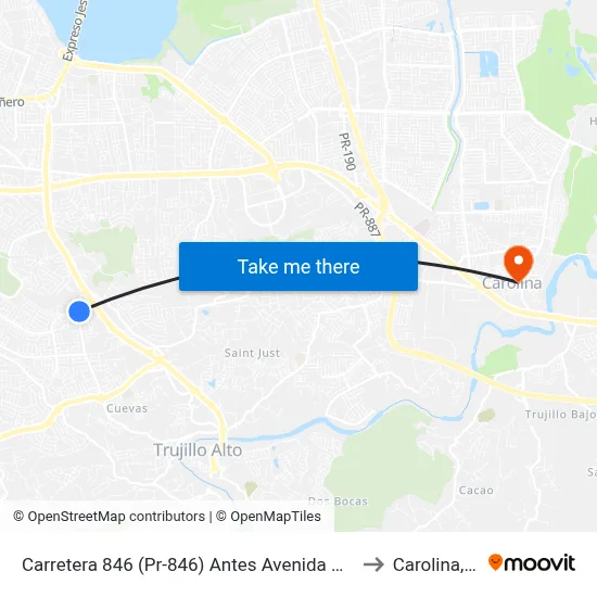 Carretera 846 (Pr-846) Antes Avenida Periferal to Carolina, PR map