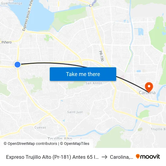 Expreso Trujillo Alto (Pr-181) Antes 65 Infanteria to Carolina, PR map