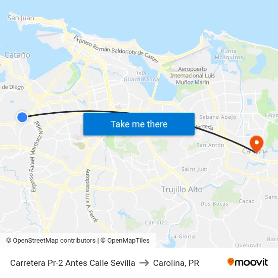 Carretera Pr-2 Antes Calle Sevilla to Carolina, PR map