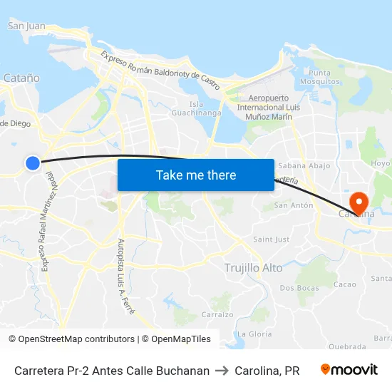 Carretera Pr-2 Antes Calle Buchanan to Carolina, PR map