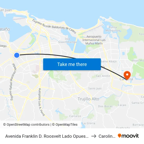 Avenida Franklin D. Roosvelt Lado Opuesto Calle Parkside 1 to Carolina, PR map