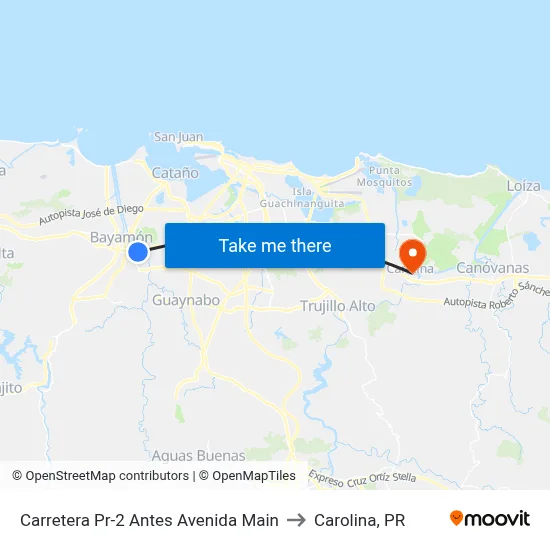 Carretera Pr-2 Antes Avenida Main to Carolina, PR map