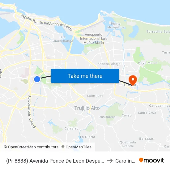(Pr-8838) Avenida Ponce De Leon Despues Calle Parana to Carolina, PR map