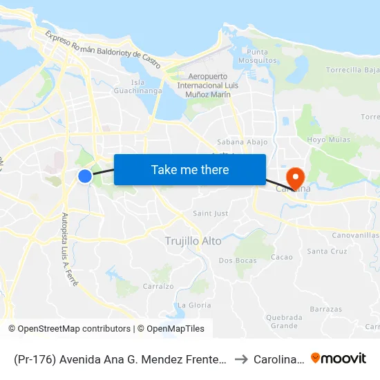(Pr-176) Avenida Ana G. Mendez Frente A La Umet to Carolina, PR map
