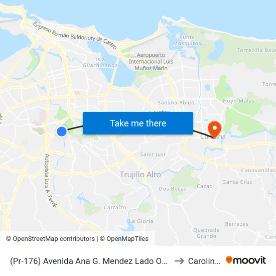 (Pr-176) Avenida Ana G. Mendez Lado Opuesto Calle Rhin to Carolina, PR map