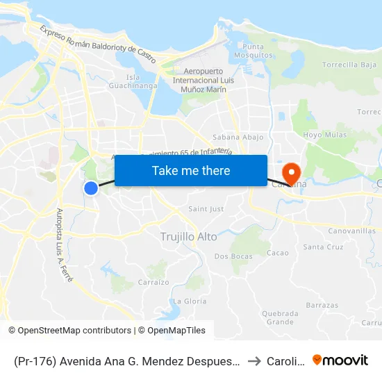 (Pr-176)  Avenida Ana G. Mendez Despues (Pr-845) Calle San Claudio to Carolina, PR map