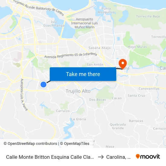 Calle Monte Britton Esquina Calle Clavel to Carolina, PR map