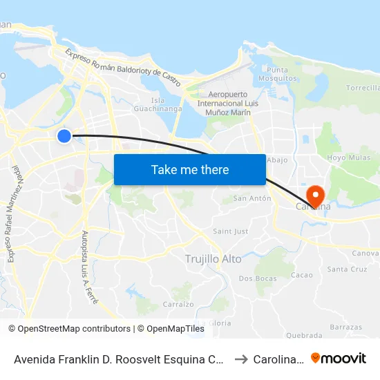 Avenida Franklin D. Roosvelt Esquina Calle 19 N.E. to Carolina, PR map