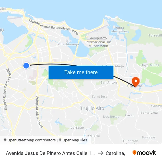 Avenida Jesus De Piñero Antes Calle 15 S.E. to Carolina, PR map