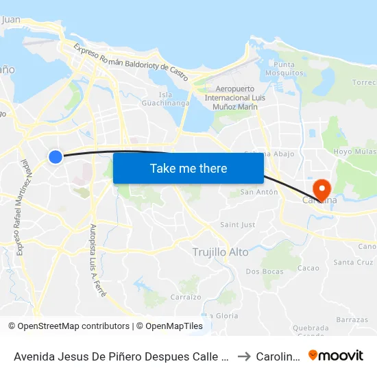 Avenida Jesus De Piñero Despues Calle Caparra Heights to Carolina, PR map