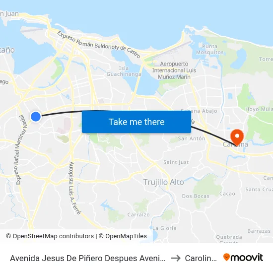Avenida Jesus De Piñero Despues Avenida San Patricio to Carolina, PR map