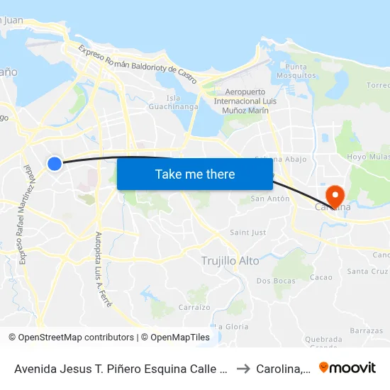 Avenida Jesus T. Piñero Esquina Calle Estonia to Carolina, PR map