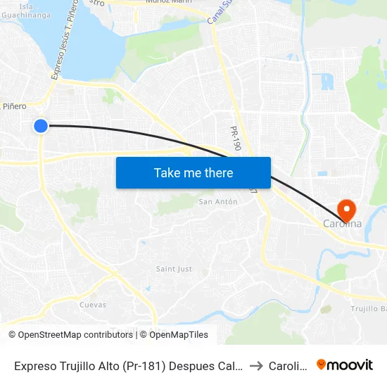 Expreso Trujillo Alto (Pr-181) Despues Calle Luis Muñoz Souffront to Carolina, PR map