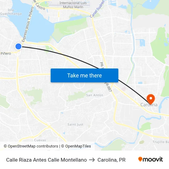 Calle Riaza Antes Calle Montellano to Carolina, PR map
