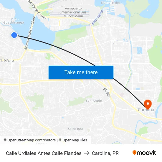 Calle Urdiales Antes Calle Flandes to Carolina, PR map