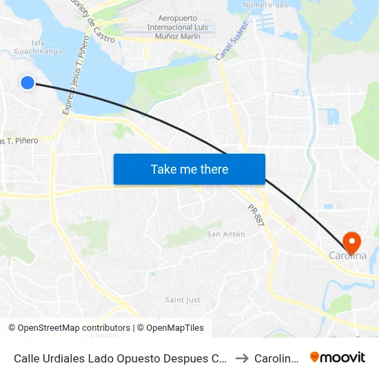 Calle Urdiales Lado Opuesto Despues Calle Borgoña to Carolina, PR map