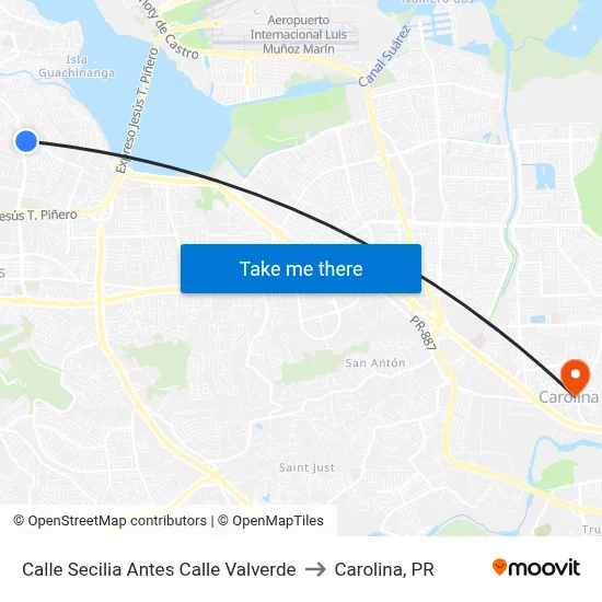Calle Secilia Antes Calle Valverde to Carolina, PR map