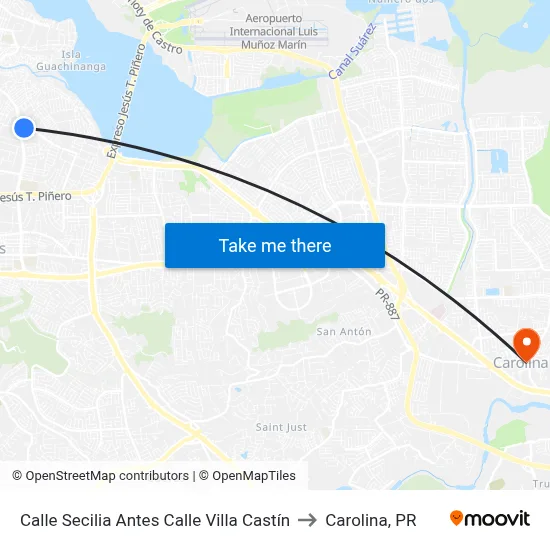 Calle Secilia  Antes Calle Villa Castín to Carolina, PR map