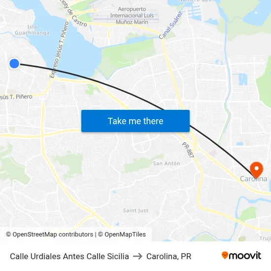 Calle Urdiales Antes Calle Sicilia to Carolina, PR map