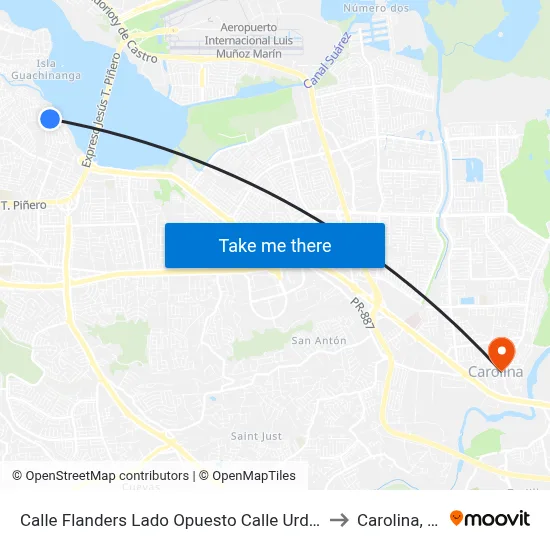 Calle Flanders Lado Opuesto Calle Urdiales to Carolina, PR map