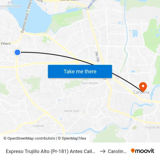 Expreso Trujillo Alto (Pr-181) Antes Calle Julio Andino to Carolina, PR map