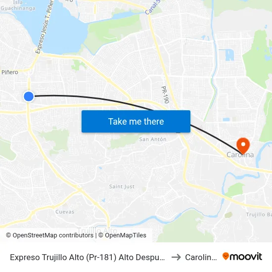 Expreso Trujillo Alto (Pr-181) Alto Despues Calle Almonte to Carolina, PR map