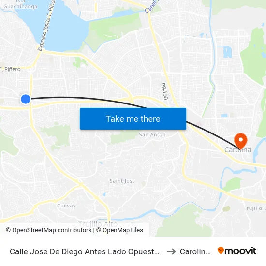 Calle Jose De Diego Antes Lado Opuesto Calle Alcazar to Carolina, PR map