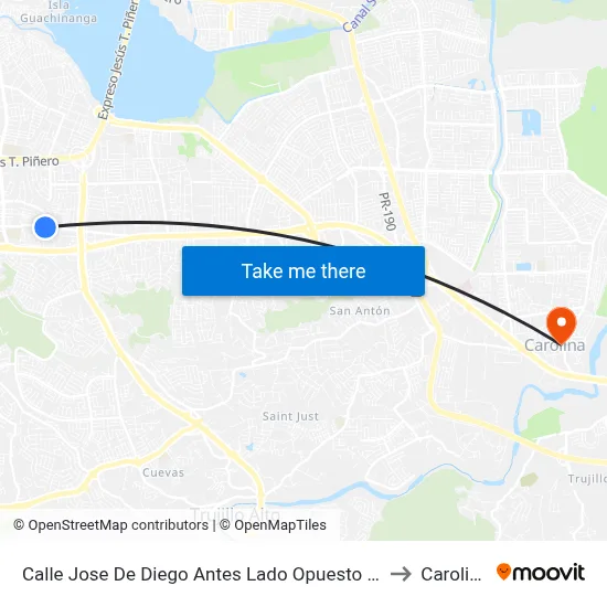 Calle Jose De Diego Antes Lado Opuesto Calle Pedro Diaz Correa to Carolina, PR map