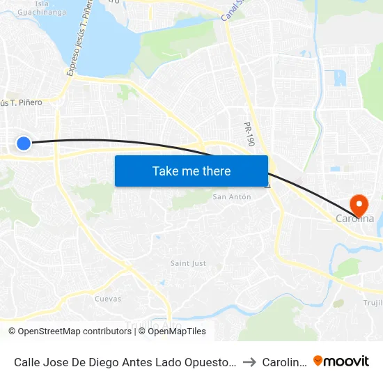 Calle Jose De Diego Antes Lado Opuesto Calle Los Angeles to Carolina, PR map