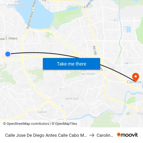 Calle Jose De Diego Antes Calle Cabo Maximo Alomar to Carolina, PR map