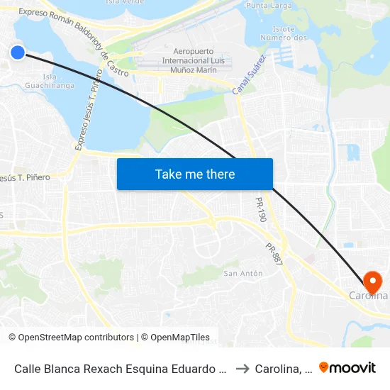 Calle Blanca Rexach Esquina Eduardo Conde to Carolina, PR map