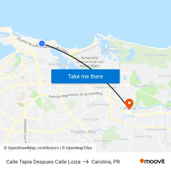 Calle Tapia Despues Calle Loiza to Carolina, PR map