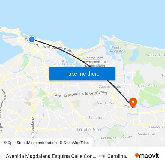 Avenida Magdalena Esquina Calle Condado to Carolina, PR map