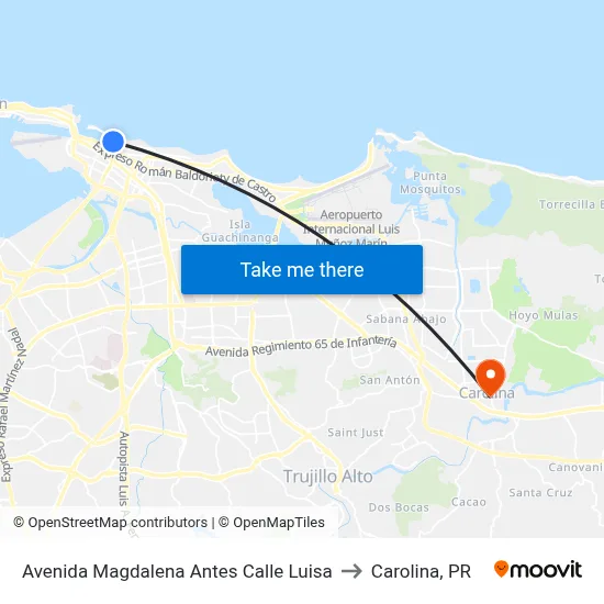Avenida Magdalena Antes Calle Luisa to Carolina, PR map