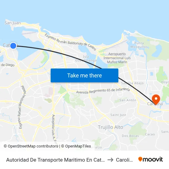 Autoridad De Transporte Maritimo En Cataño (Terminal Atm) to Carolina, PR map