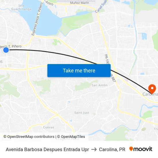 Avenida Barbosa Despues Entrada Upr to Carolina, PR map