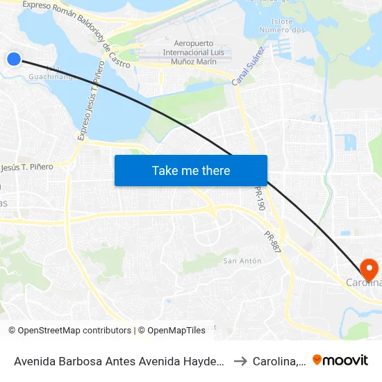 Avenida Barbosa Antes Avenida Haydee Rexach to Carolina, PR map