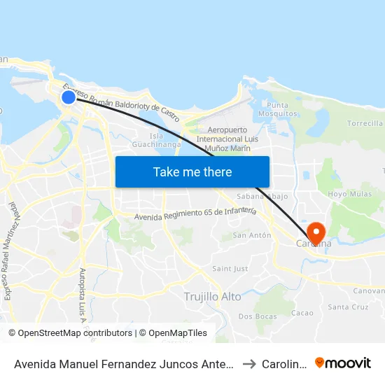 Avenida Manuel Fernandez Juncos Antes Calle San Juan to Carolina, PR map
