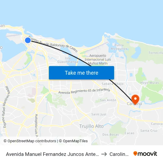Avenida Manuel Fernandez Juncos Antes Calle Suau to Carolina, PR map