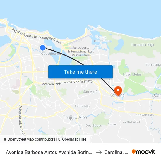 Avenida Barbosa Antes Avenida Borinquen to Carolina, PR map